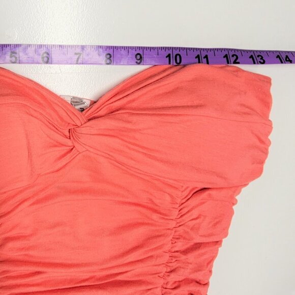Coral Body Con Strapless Mini Dress Size L - Picture 7 of 9
